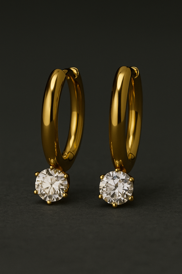 Aurora Solitaire  Hoop Earrings