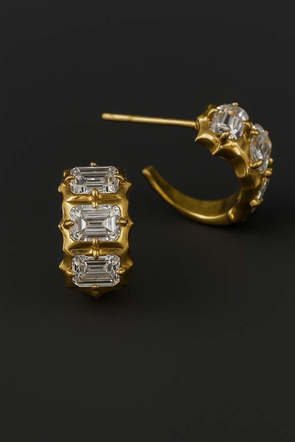 Regency Baguette  Hoop Earrings