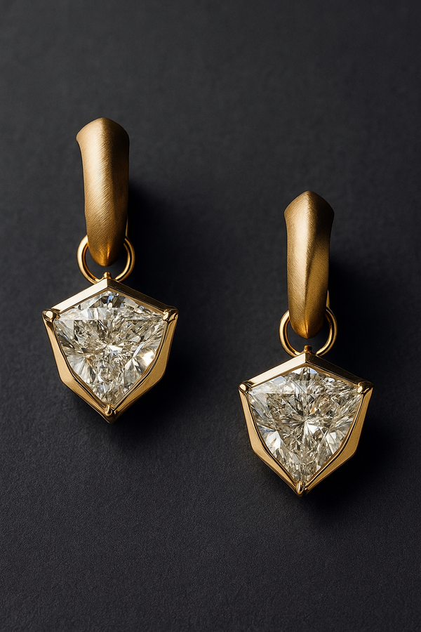 Regalia Shield – Gold-Plated Drop Earrings with Sparkling Stones